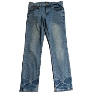 Benjamin Black Jeans Mens 34x32 Slim Blue Stretch Denim Studded Pocket